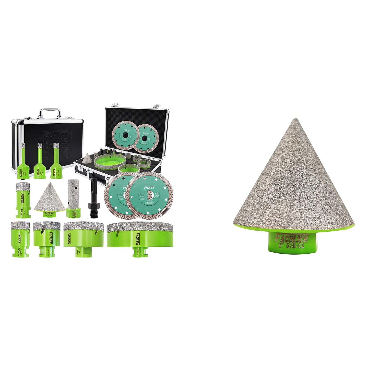 Tile Hole Saw Kit Diamond - (6/8/10/25/35/50/75/127mm Drill Bits+Finger Bit+Chamfer Bit+Adapter+Tile Blade) Diamond Hole Saw Kit for Porcelain Ceramic Marble Brick Granite,5/8"-11 Thread