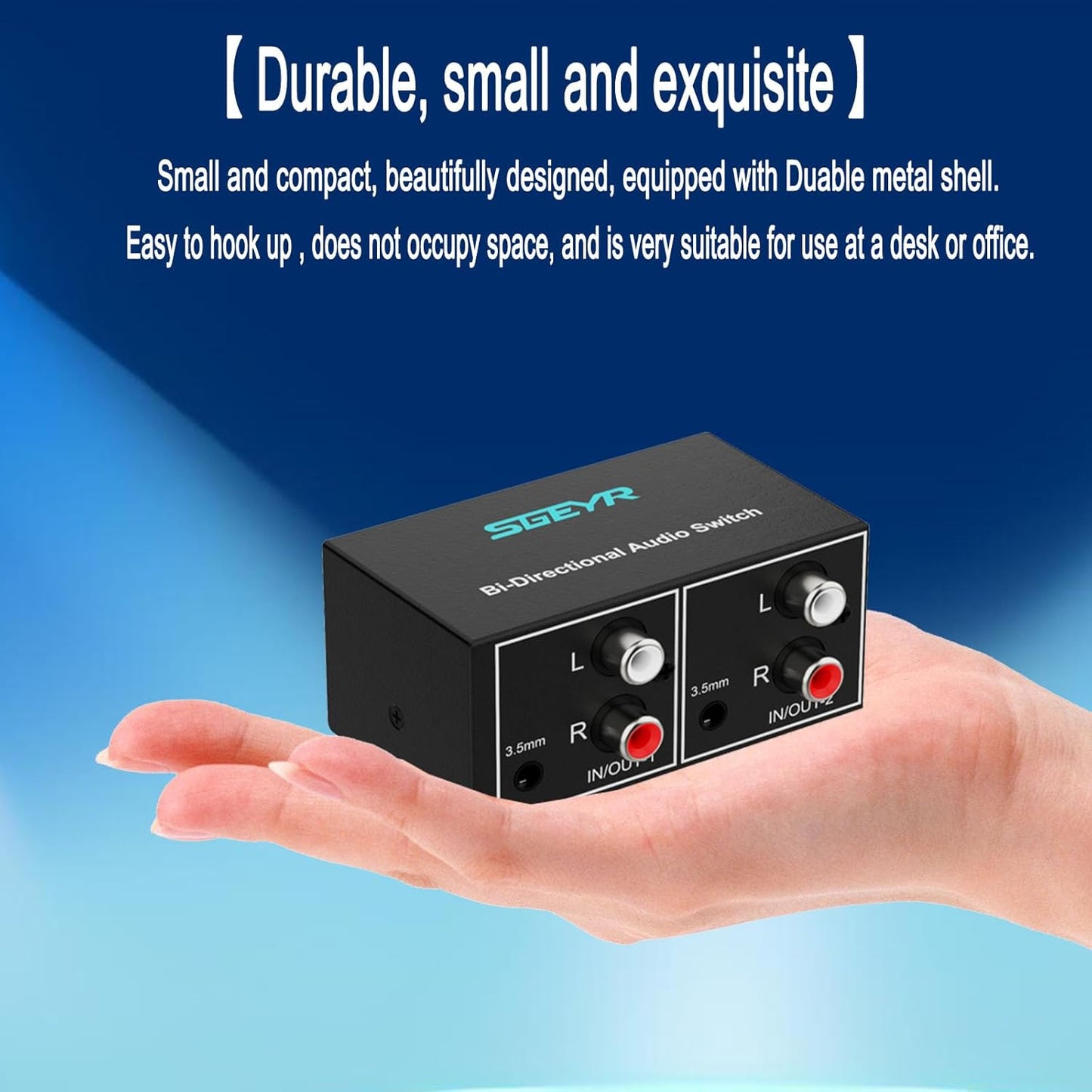 SGEYR 2 1 3.5mm RCA Switch in Out RCA switcher Selector Aux + RCA L/R Bi-Directional Stereo Audio Switcher A/B Analog