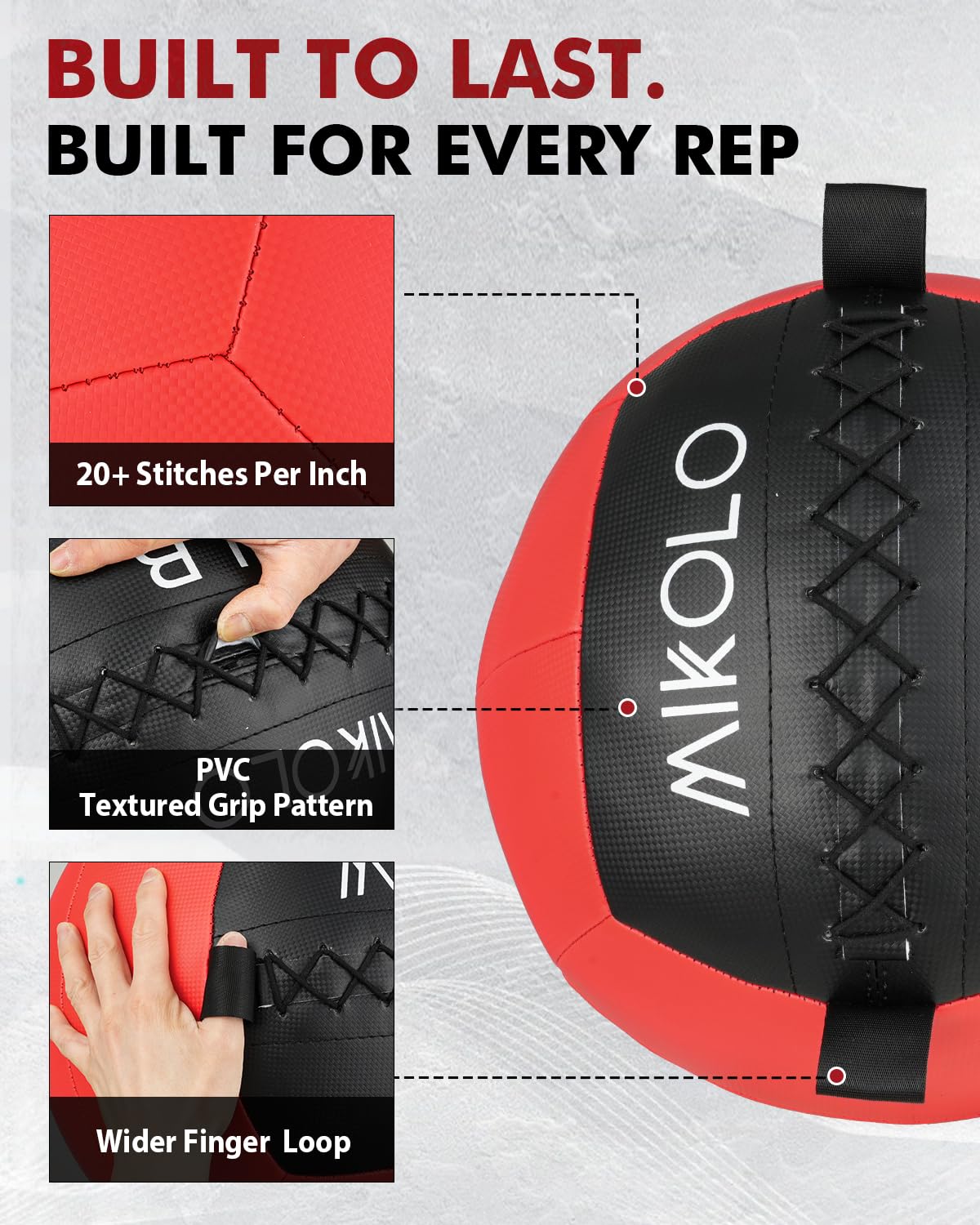 Mikolo Medicine Ball, Wall Ball,Soft Medicine Ball Set,Slam Ball for Core Training, Strength Workouts -Multi-Weight 10lbs 20lbs Exercise Balls for Home Gym, Functional Fitness (10/15/20/25LB)