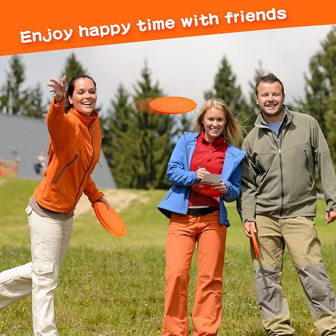 Lenwen 24 Pcs Flying Disc 6.89 Inch Soft Silicone Flying Disks Classic Play Flick Disc for Outdoor Backyard Beach Lawn Sports Park Camping Playing Adults Pet