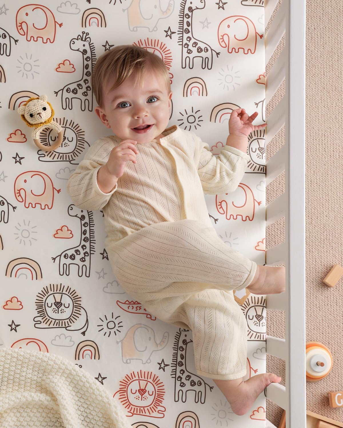 Yoofoss Baby Crib Sheets - Ultra Soft 2-Pack Fitted Sheets for Standard Crib & Toddler Mattress | Animal World Design, 52x28