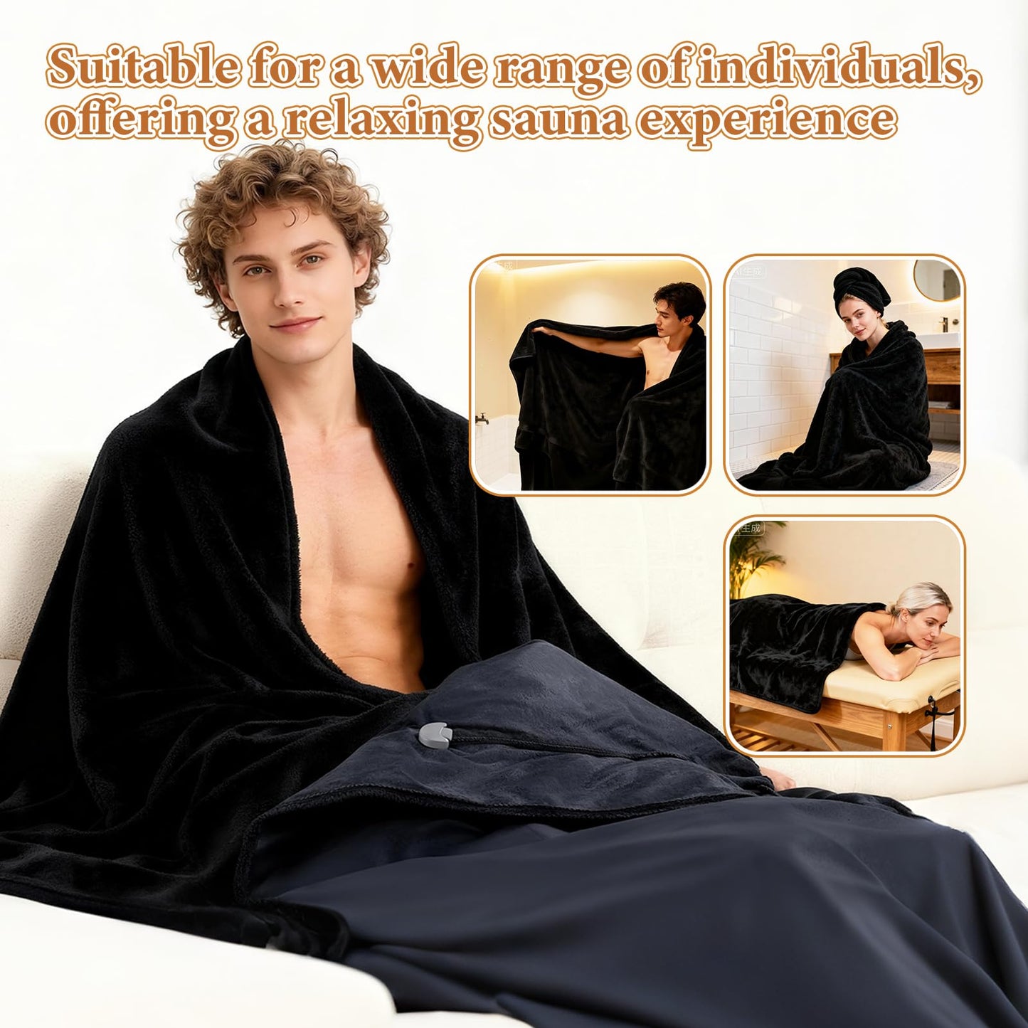 JZHLLA 70" x 30" Sauna Blanket Insert Towel, Reusable for Infrared Sauna Blankets, Quick-Dry Warm, Soft Absorbent Towel Cover for Home Spa, Gym, Pool and Portable Sauna Accessories