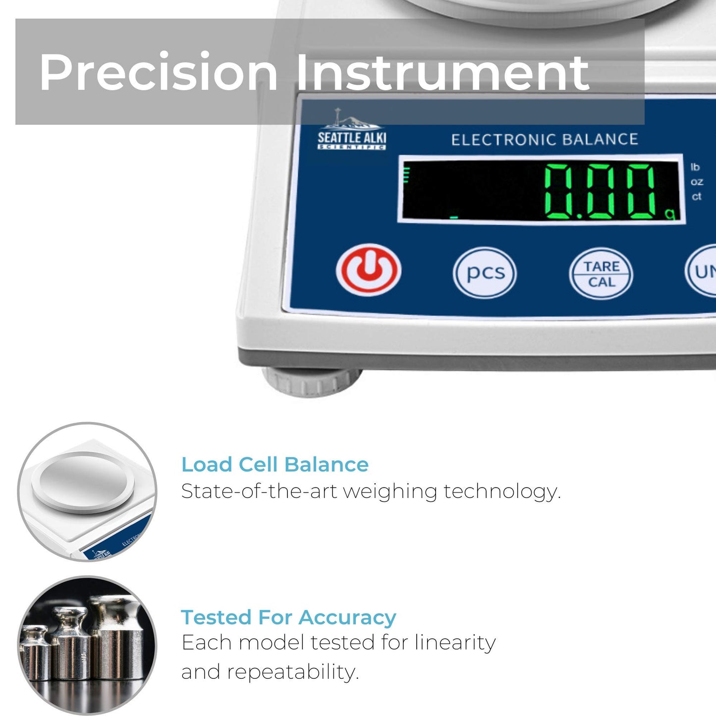 Seattle Alki Scientific Lab Analytical Precision Scale 3000g x 0.01g, Grams, Ounces, Pounds and Carats, 0.01g Accuracy Scientific Balance for Lab, Jewelry, Business, by Fristaden Lab