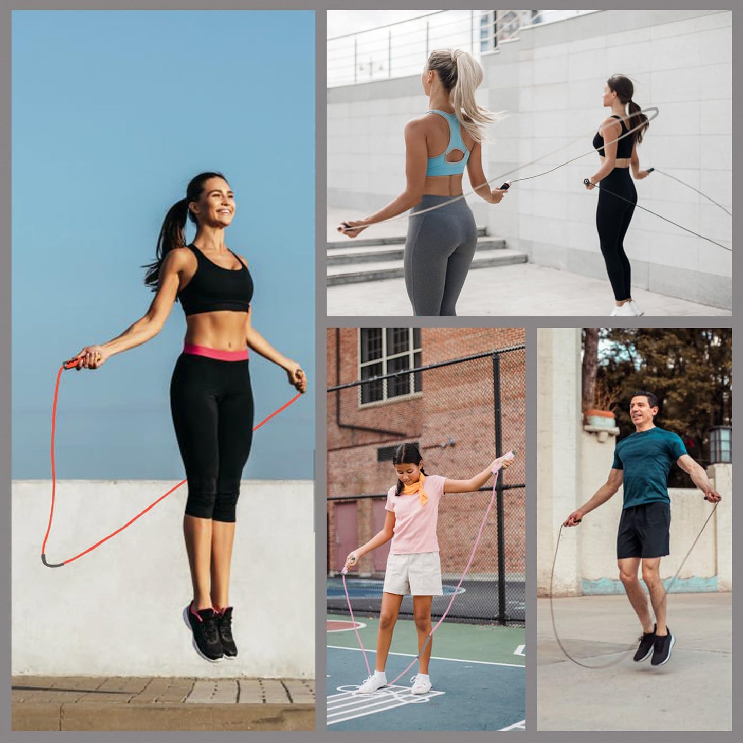 TIMEASY Weighted Jump Rope Nylon Adjustable - Tangle-Free Jump Rope for Women, Men, Kids, and Adults with Foam Handle, Rapid Speed with Ball Bearings, 360° Rotation Jumprope for Exercise, Fitness and Training (Gray, 10 ft)