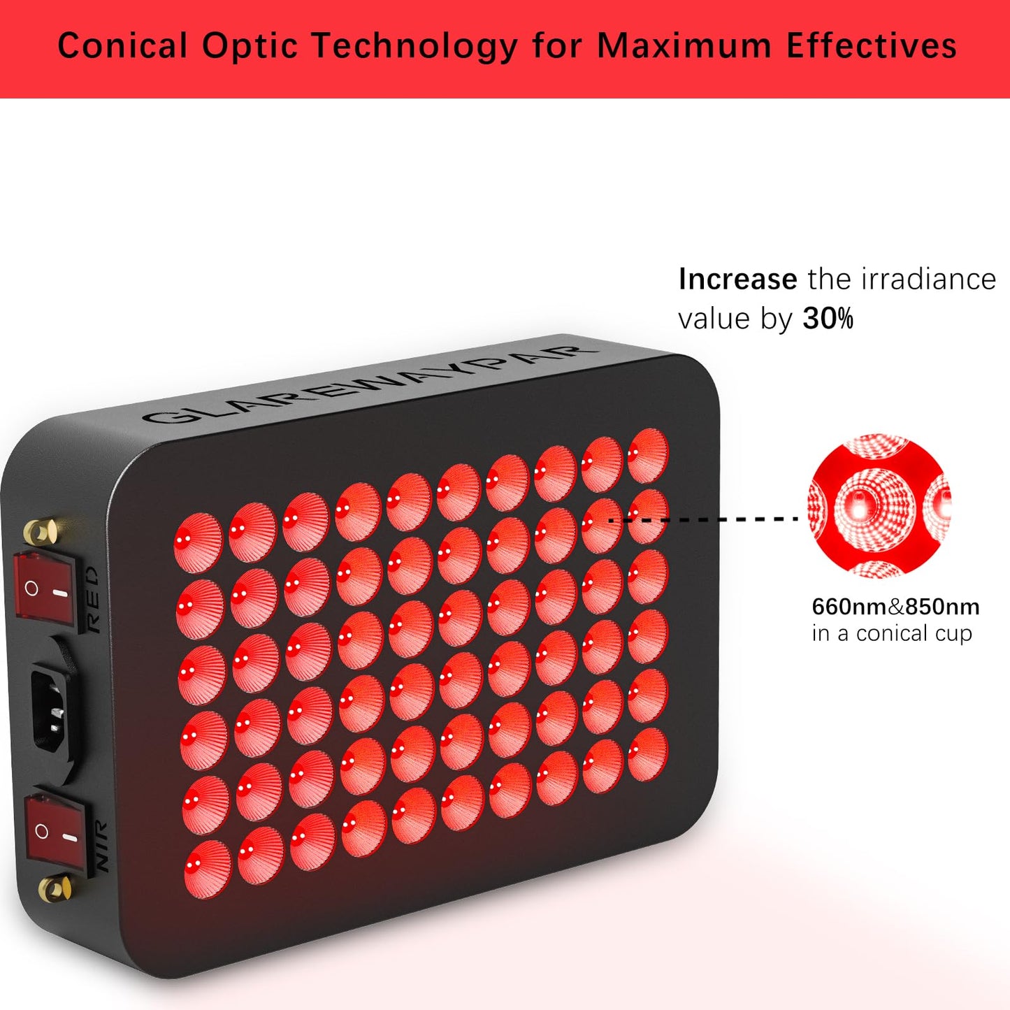 LED Red Light Therapy Panel, Near Infrared Light Therapy Device with 60 660nm Red LEDs and 60 850nm NIR LEDs, High Power Red Light Therapy Lamp at Home, Ideal for Body, Face, Black