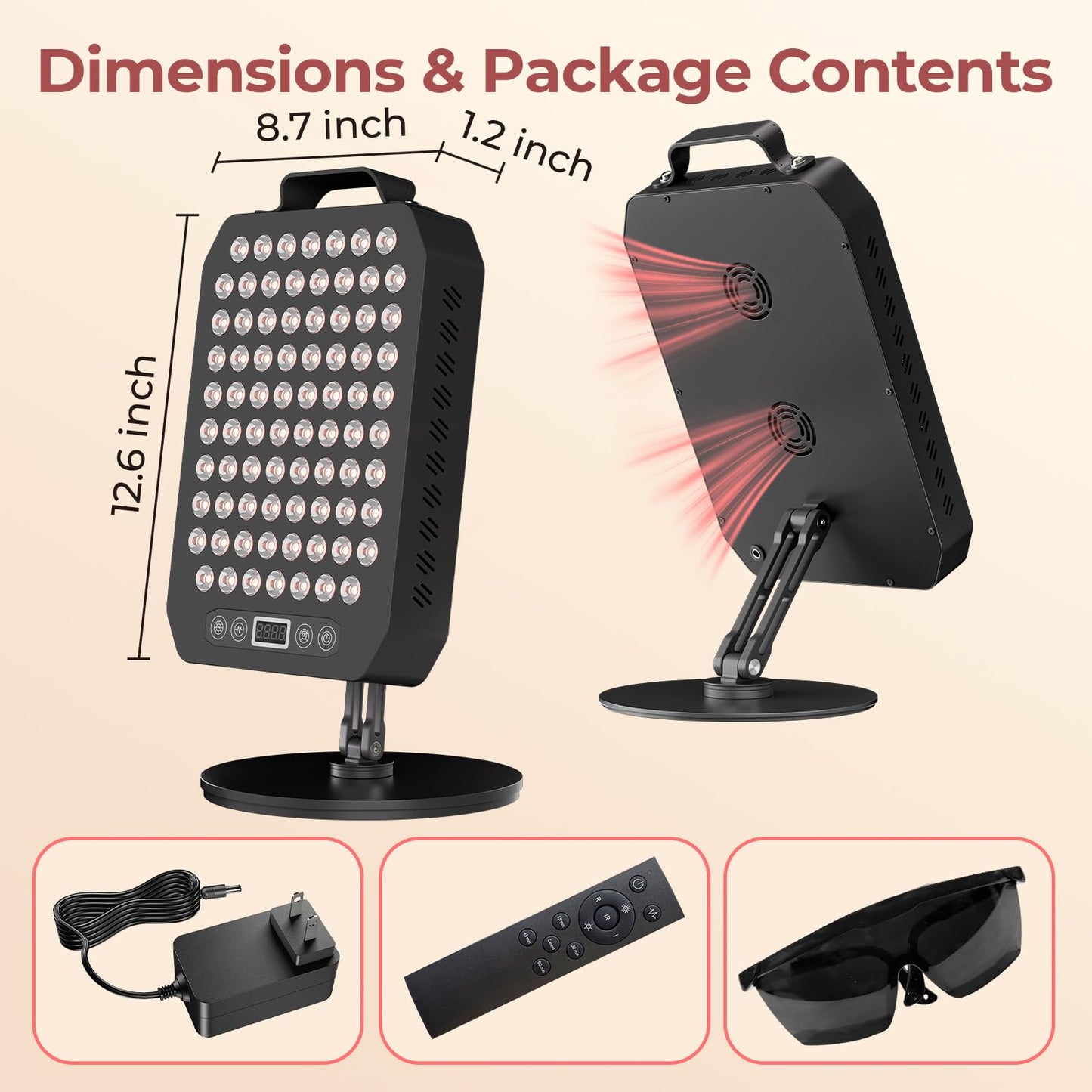 Red Light Therapy Panel for Face and Body, 78 LEDs Dual Chip 660nm Red Light & 850nm Near Infrared Light Device with Rotatable Stand and Magnetic Remote for Skin, Sleep, Athletic Performance