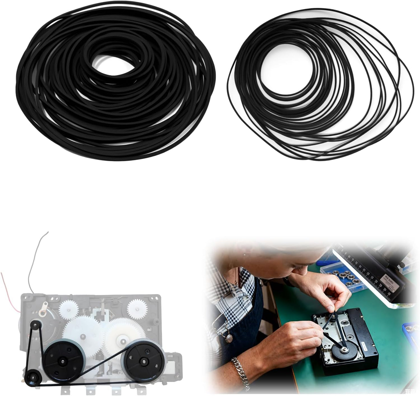 TNJPSEK 80 Cassette 0.7mm 1mm) Pcs Player Belts Replacement Kit, Mixed Flat Rubber Belts for Recorder Repair
