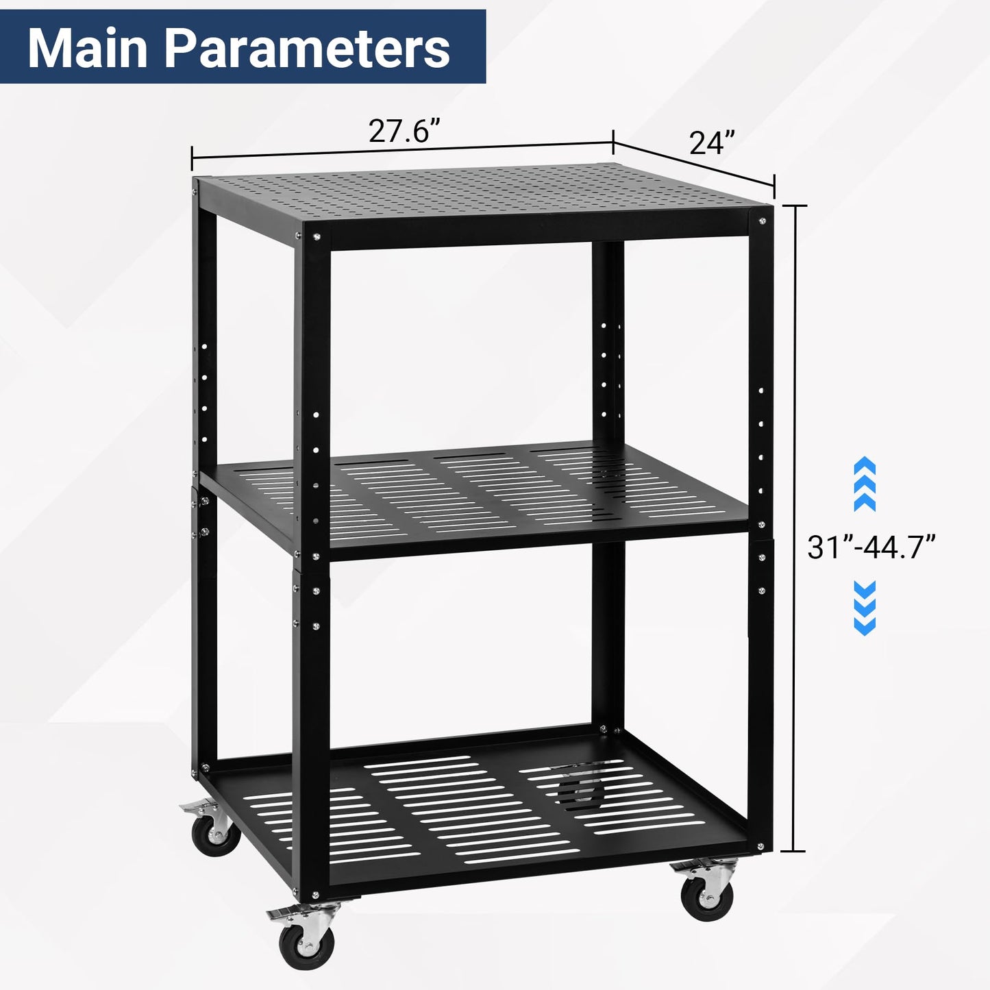 Eastrexon Planer Stand, 27.6" x 24" Tabletop, 31"- 44.7" Height Adjustable, 550 LBS Capacity Planer Table with 4 Stable Casters & Storage Space, for Most Planers, Saws, Bench-top machines, Power Tools
