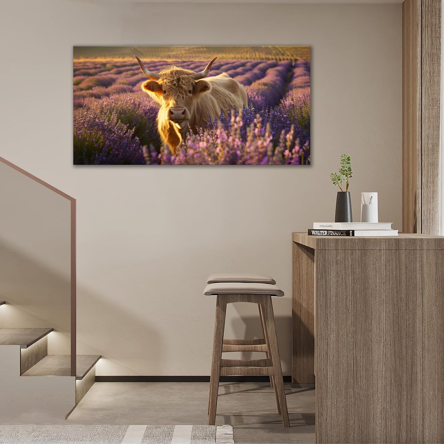 Fuzawet Large Deer Wall Art Foggy Forest Pictures Wall Decor Elk Rustic Landscape Canvas Painting Home Modern Artwork Decorations Framed for Office Bedroom Bathroon Living Room 60X30 inch