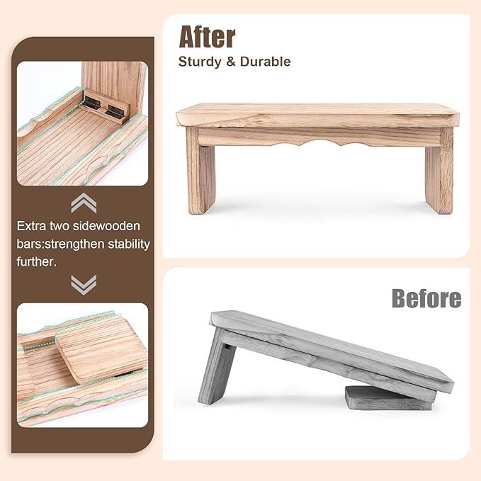 Yoga Meditation Benches - Yoga Bench,Wooden Zen Meditation Stool Kneeling Bench for Yoga Practice (Light Brown)