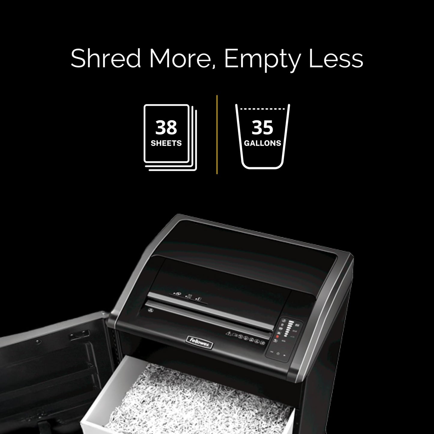 Fellowes Powershred 485i 100% Jam Proof Commercial Grade 38-Sheet Strip-Cut Paper Shredder, TAA Compliant (38480)