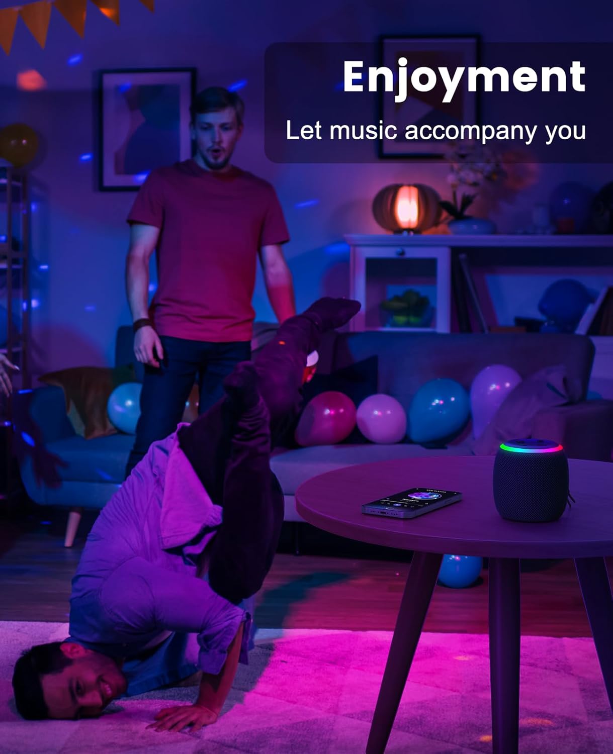 LENRUE Bluetooth Speaker, Wireless Speaker with Dynamic Light Show, Crisp Sound, TWS, Portable Speaker for Phones
