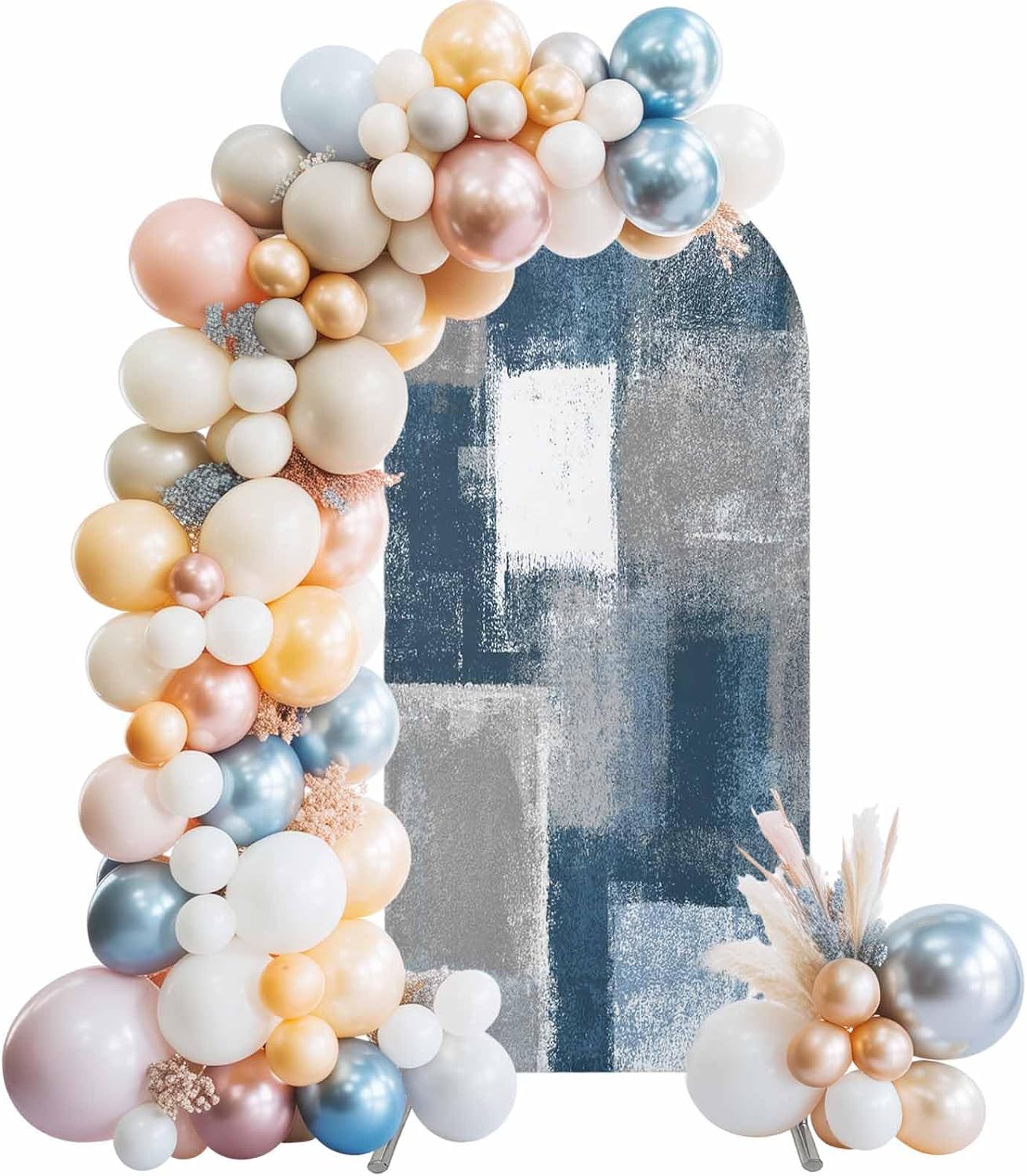 Jnbasdffb 7.2 Blue Grey Ombre Wedding Arch Cover,Stretchy Spandex Arch Backdrop Stand Covers FT,Abstract Vintage Oil