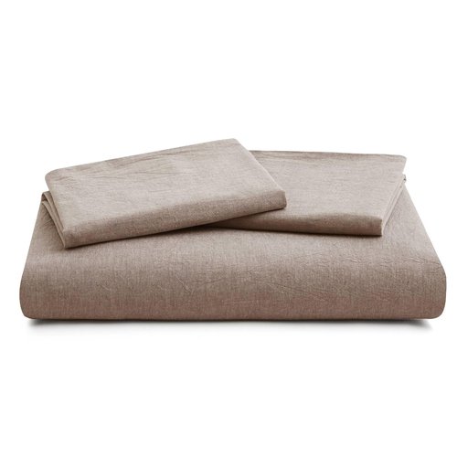 100% Cotton Duvet Cover Queen Size, Mauve Brown Linen-Like Natural Bedding Set with Zipper Closure (No Comforter), Queen Size, Duvet Cover (90"x90") x 1, Pillowsham(20"x26") x 2