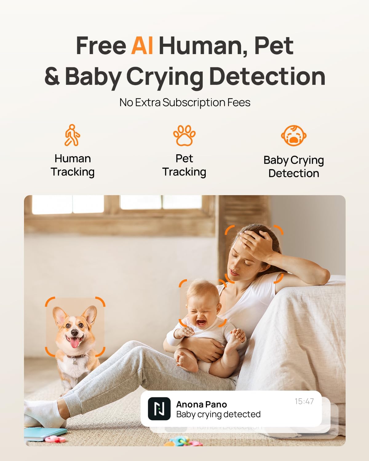 Anona 4K 360 2.4G/5G 6, Pano UHD Indoor Camera, Pet/Dog/Baby Security Camera with Phone App, Pan-Tilt, Dual-Band Wi-Fi