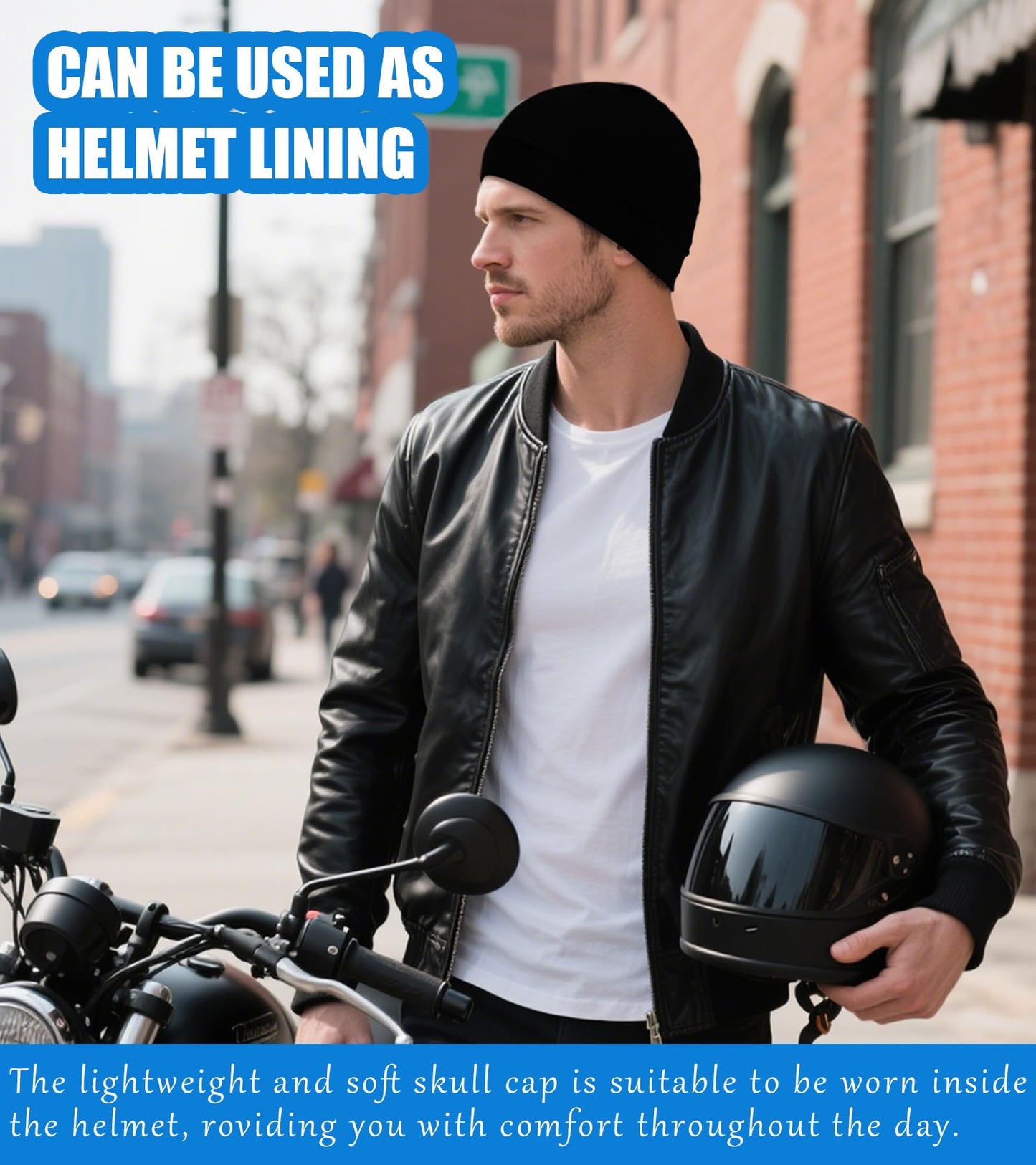 Hovyjumz 3 Pieces Cotton Skull Caps for Men Women Beanie Chemo Headwear Riding Helmet Liner Running Sleeping Hats