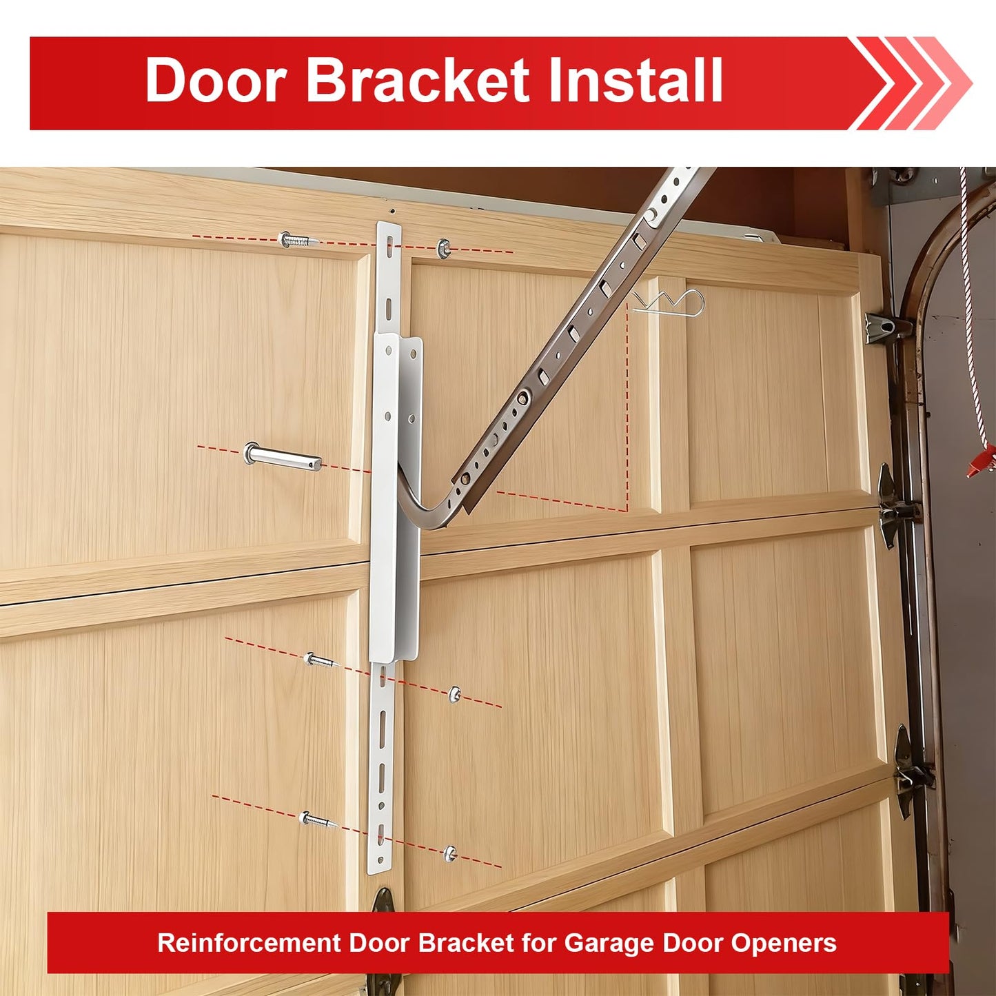 Demimy Garage Door Opener Mounting Brackets, Universal Hanging Kit with Door Reinforcement Bracket for Genie/Chamberlain/Craftsman Smart Chain Drive Openers, Galvanized Steel, Ceiling Mount, 5-Piece