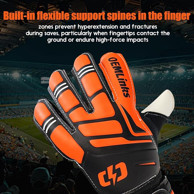 Youth&Adult Goalie Goalkeeper Gloves with Finger Protection Breathable Soccer Gloves with Strong Grips，6 Colors，Sizes 7-10
