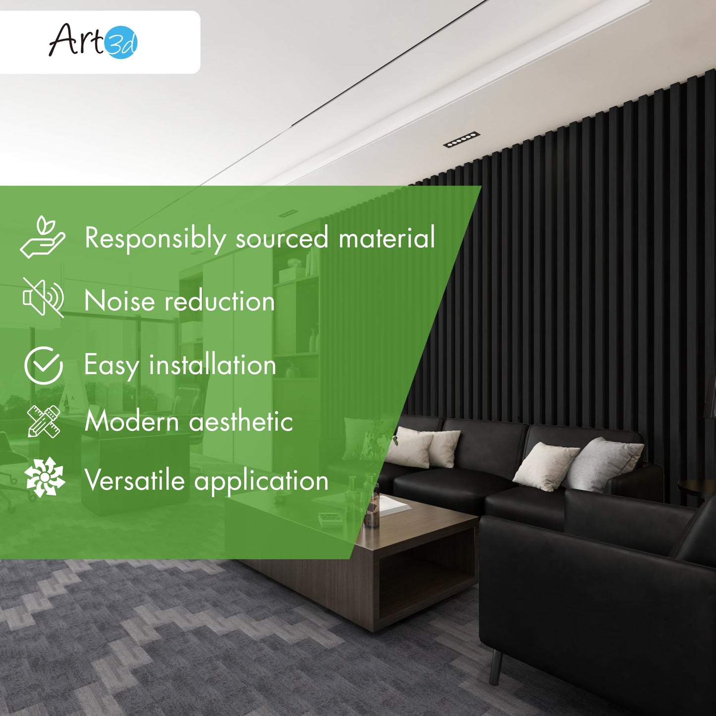 Art3d 20-Pack 12" x 24" Soundproof Wood Slat Panels, 40 sq.ft Acoustic Wall Panels, 3D Wall Panels with Wood Slat Design, Decorative Wood Wall Panel for Accent Walls-Grey Oak