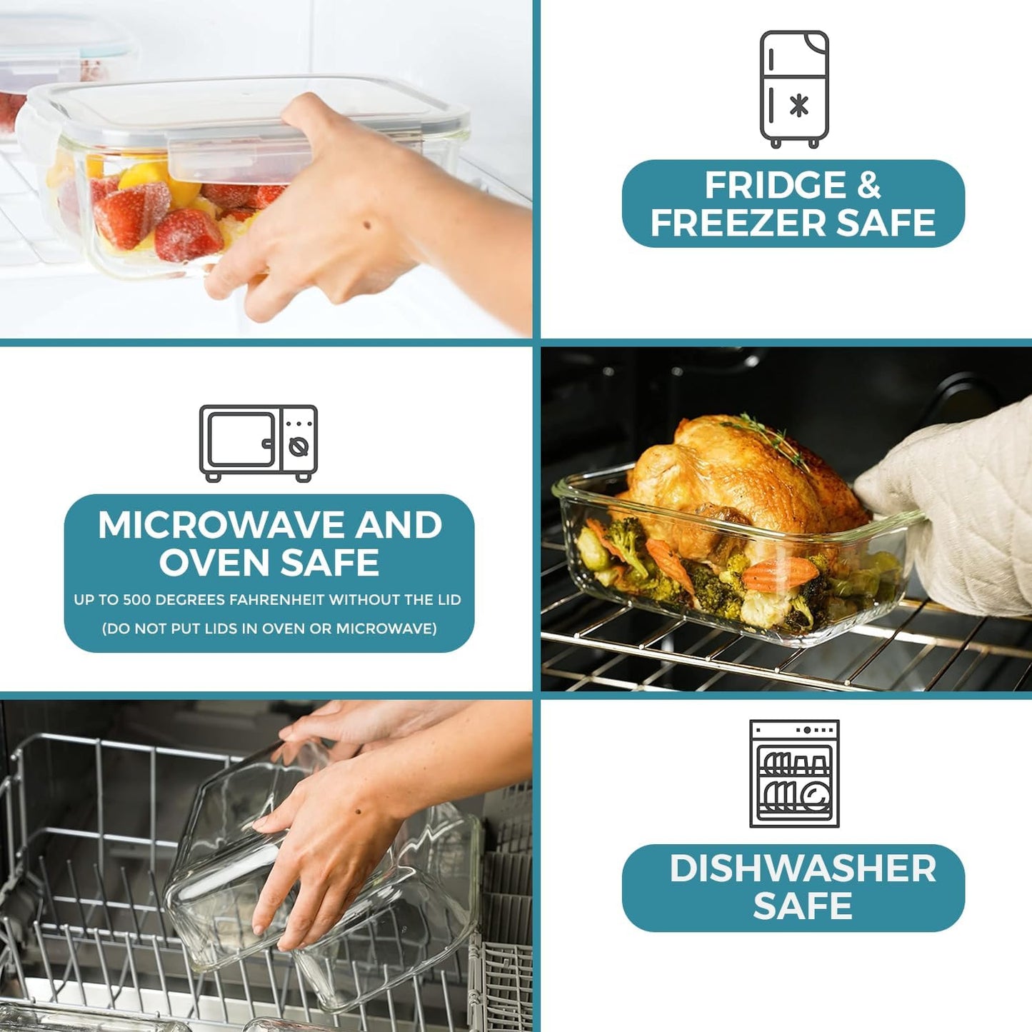 Razab Glass Food Storage Containers Set - 35 Pc Airtight Meal Prep Bento Boxes, BPA-Free & Leak Proof
