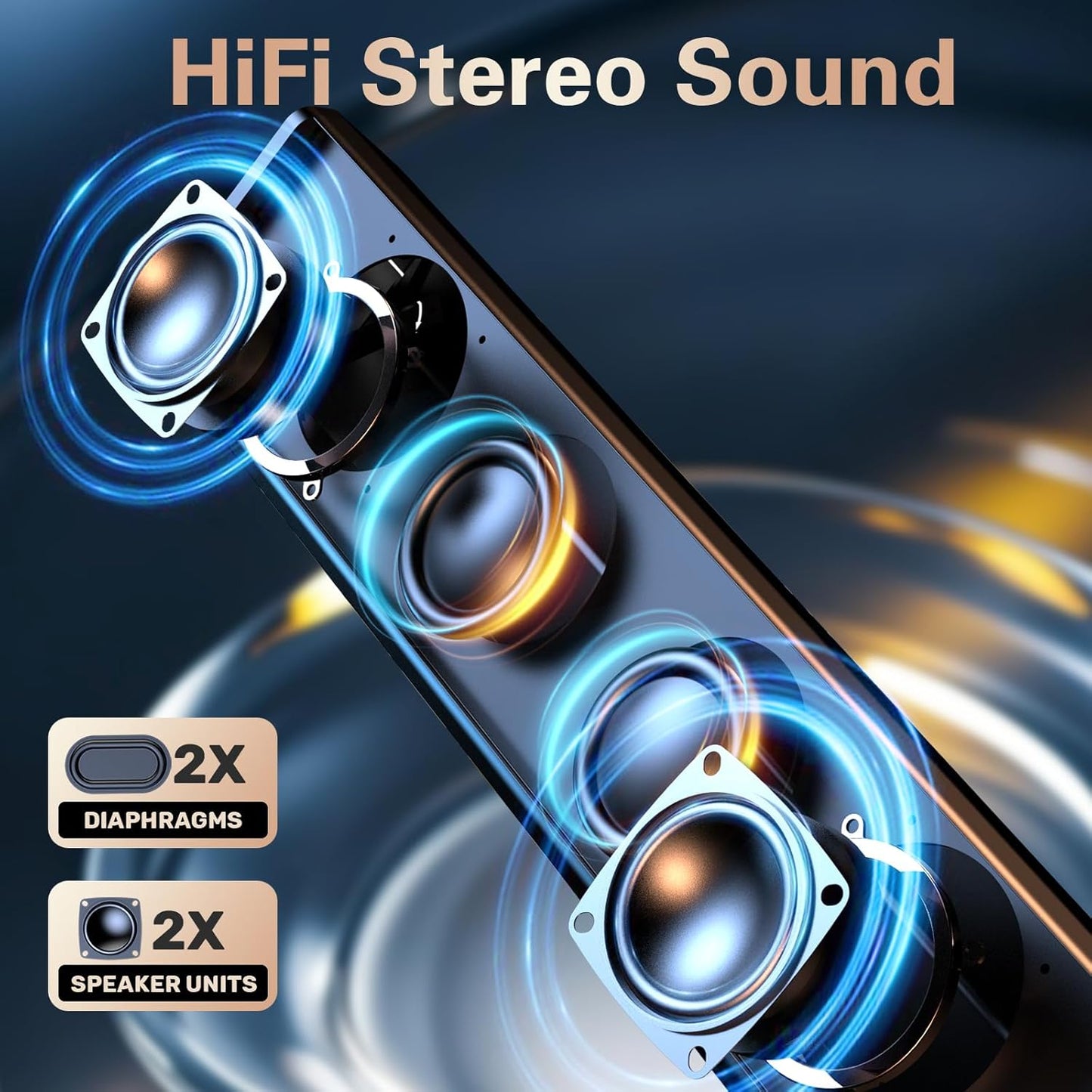 LENRUE Computer Speakers for Desktop PC, PC Speakers with Bluetooth for Laptop,Tablet,Cellphone,USB Wired PC Sound-bar
