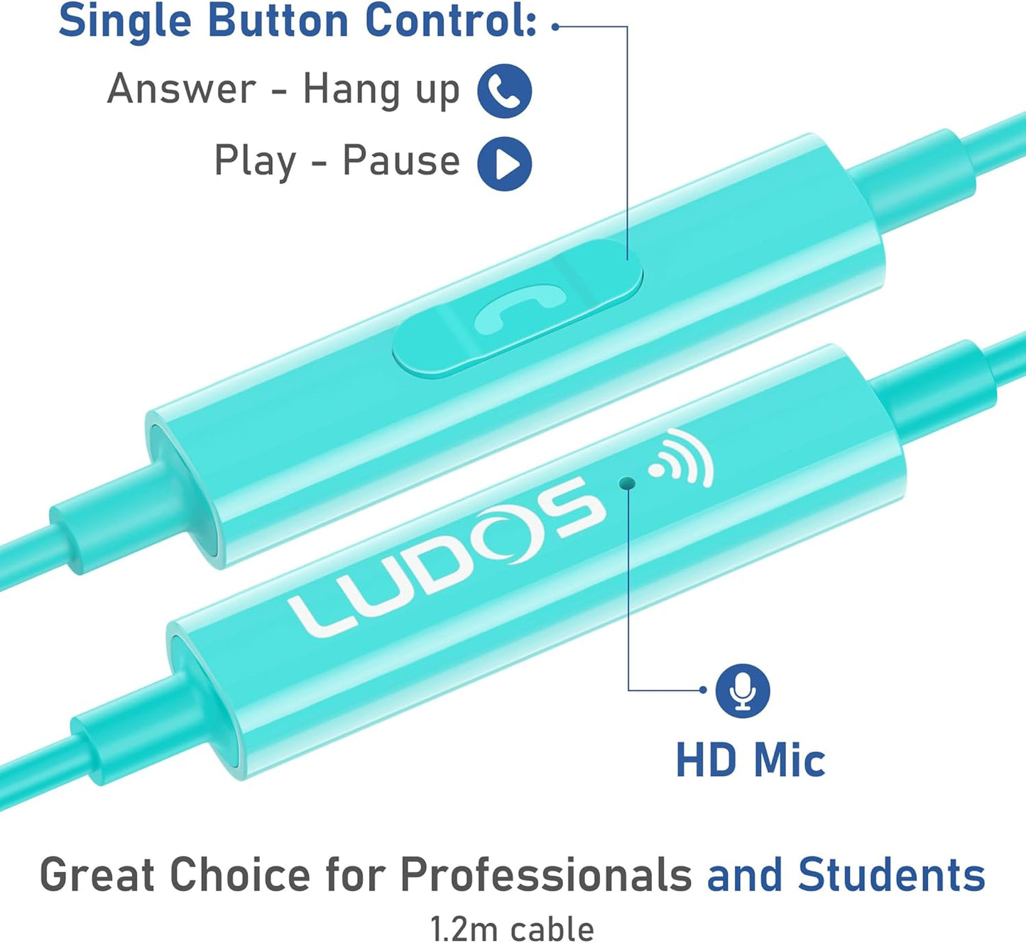 5 3.5 mm LUDOS OMNITONE Wired Earbuds in-Ear Headphones, Year Warranty, Earphones with Microphone, Jack Corded Ear