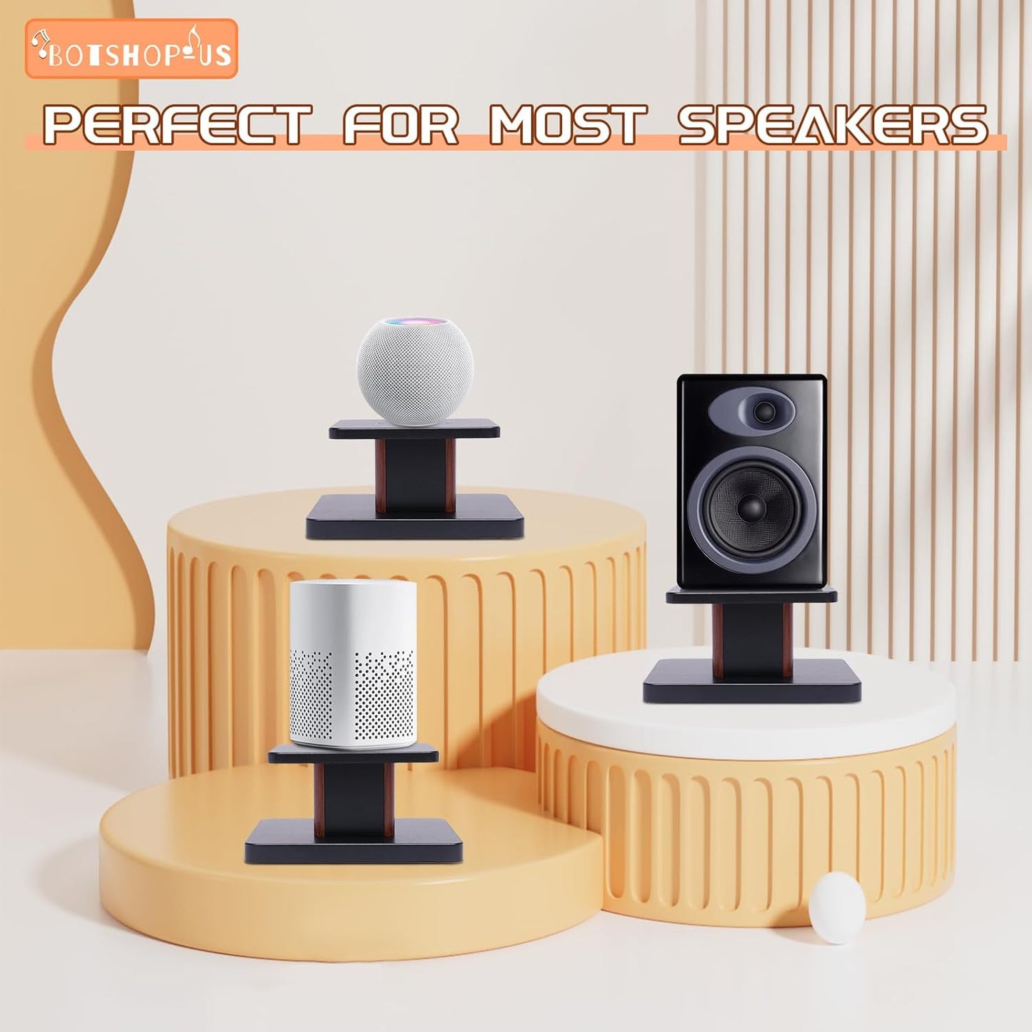 Gdrasuya10 6" 15" Desktop Bookshelf Speaker Stands Pair for Under Studio Speaker Riser Medium&Small Speakers Studio