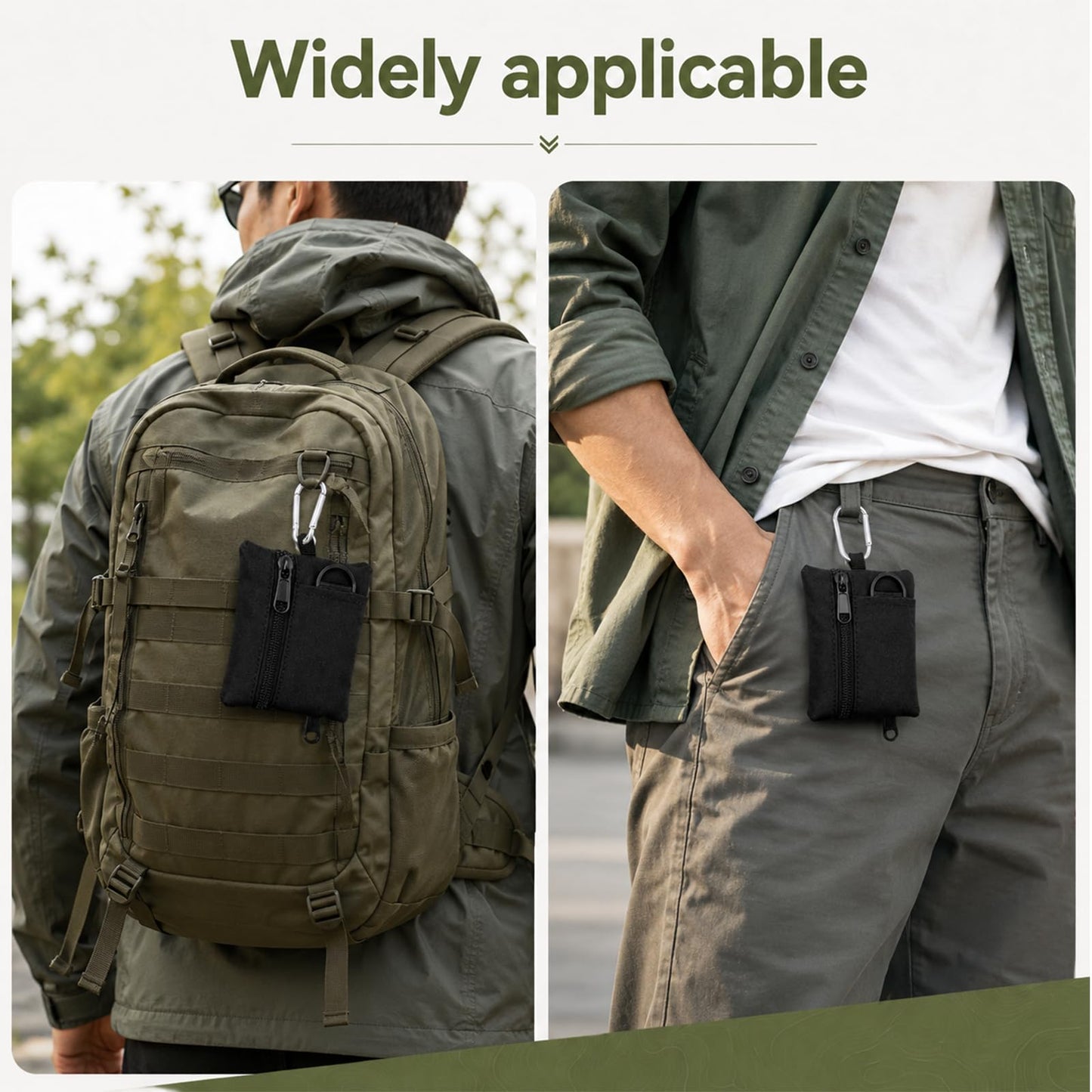 Mini Nylon Keychain Coin Purse, Mini EDC Utility Pouch with Carabiner, Pocket Organizer for Earphone, Car Key, ID Card, Backpack Camping Biking Hiking