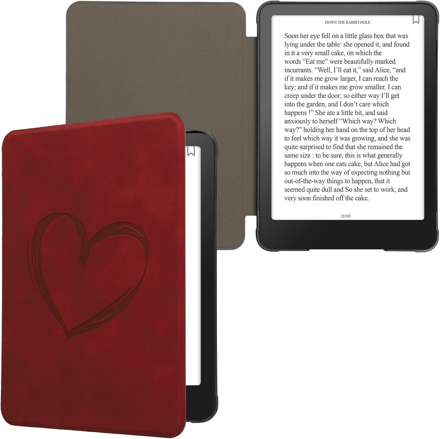 kwmobile (2024)/Colorsoft Cover Compatible with Amazon Kindle Paperwhite Cover - eReader Case - Brushed Heart Dark Red