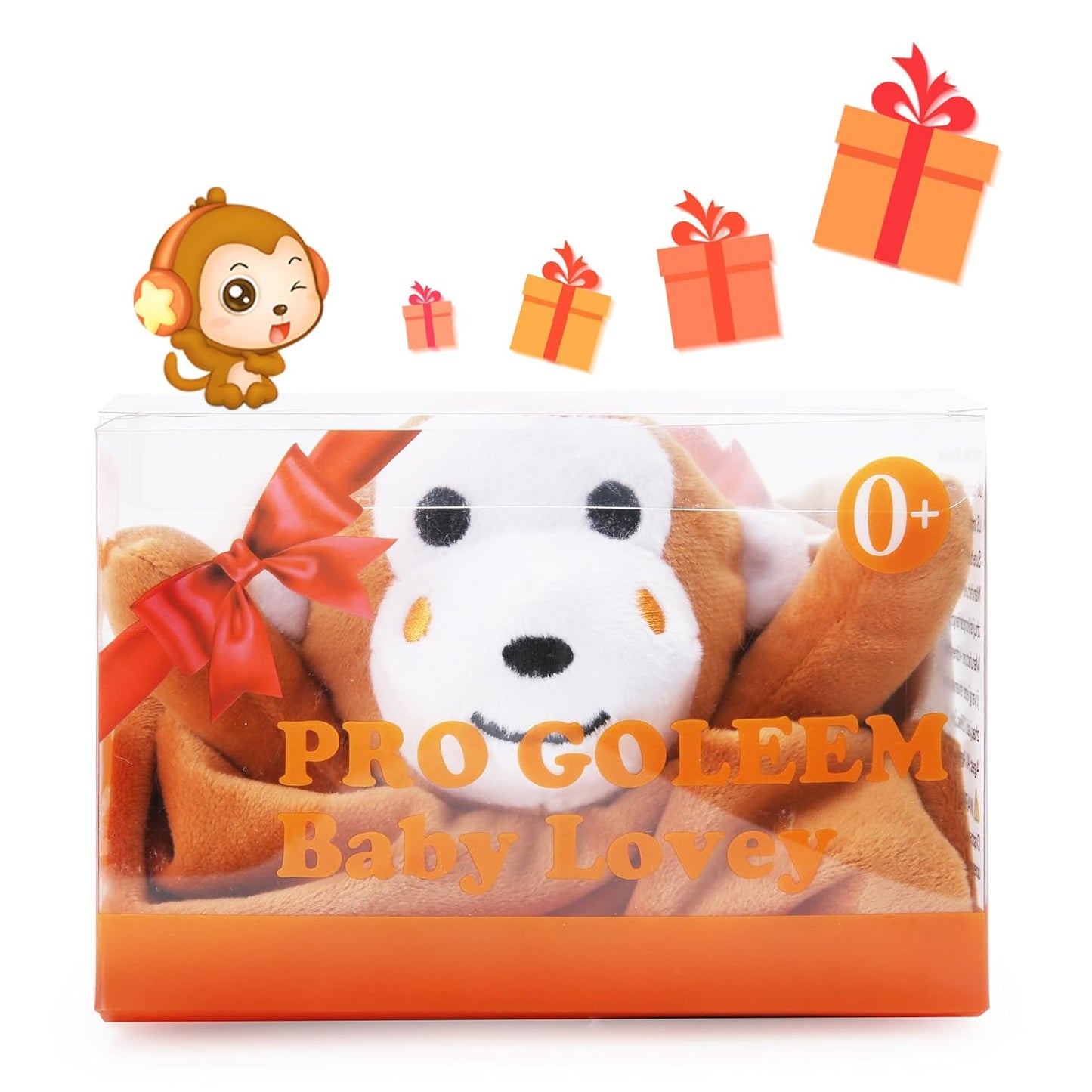Pro Goleem Monkey Lovey - Soft Security Blanket & Snuggle Toy for Newborns | 16 Inch Baby Gift