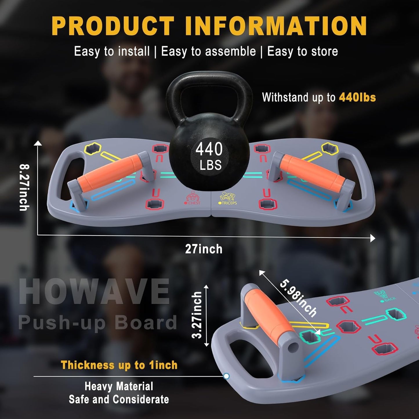 HOTWAVE Portable Push Up Board, Foldable 20 in 1 Pushup Board for Men at Home Gym, Pushup Handles for Chest Muscle Exercise Strength Training Equipment