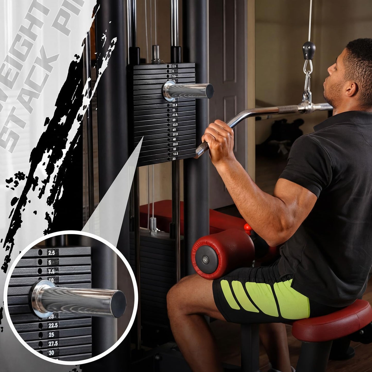 Lasnten 2 Pcs Weight Stack Pin Extender Gym Pin with Spring Clip Collar for 2 Inch Weight Plate Cable Strength Exercise Machine Gym Training Home Fitness Equipment (Silver)