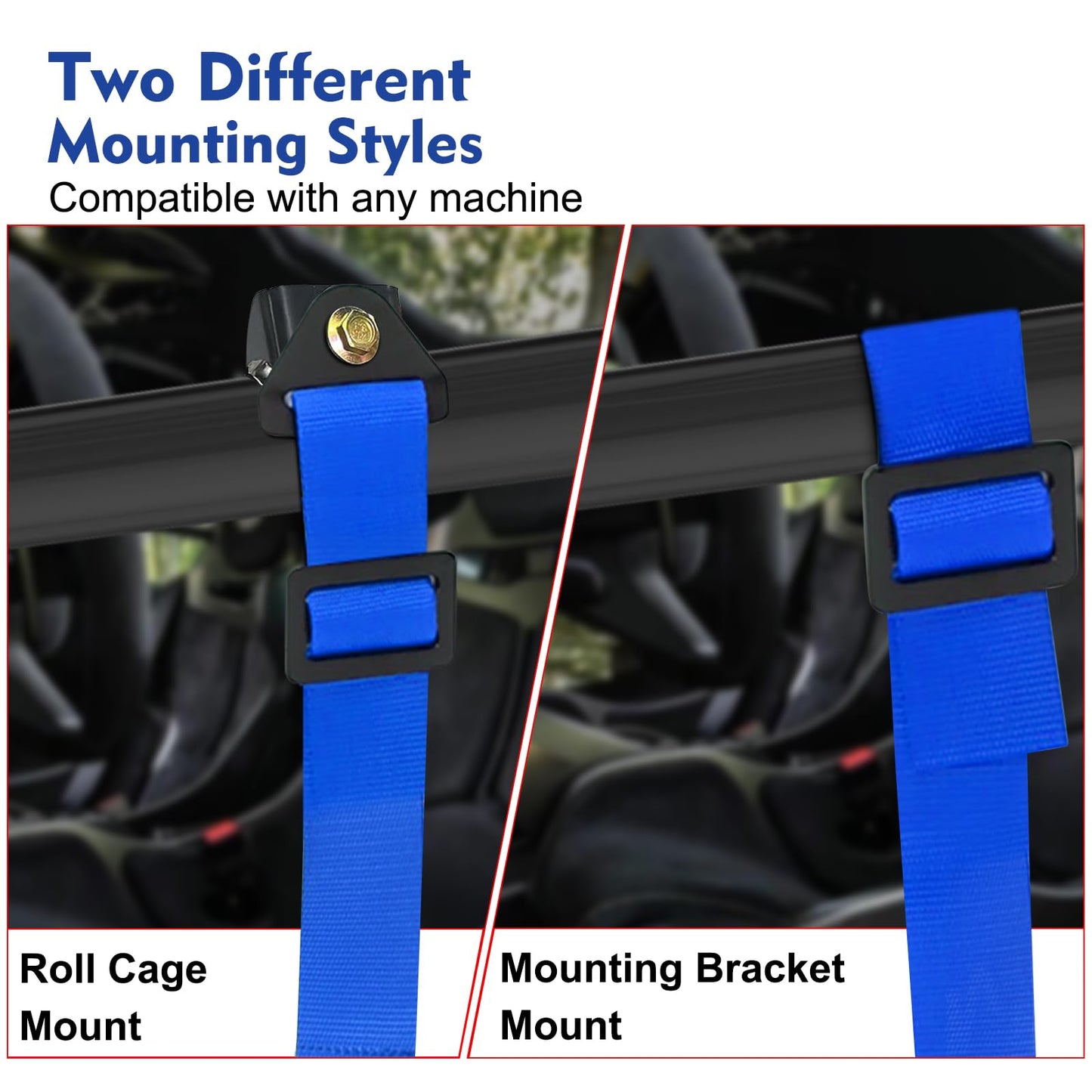 DING-PAI 4 Point Bucket Racing Harness With Padding Heavy Duty Buckle Upgraded 2 Inch Straps UTV Harness 4 point Universal Adjustable for Adults Easy Install (Blue)