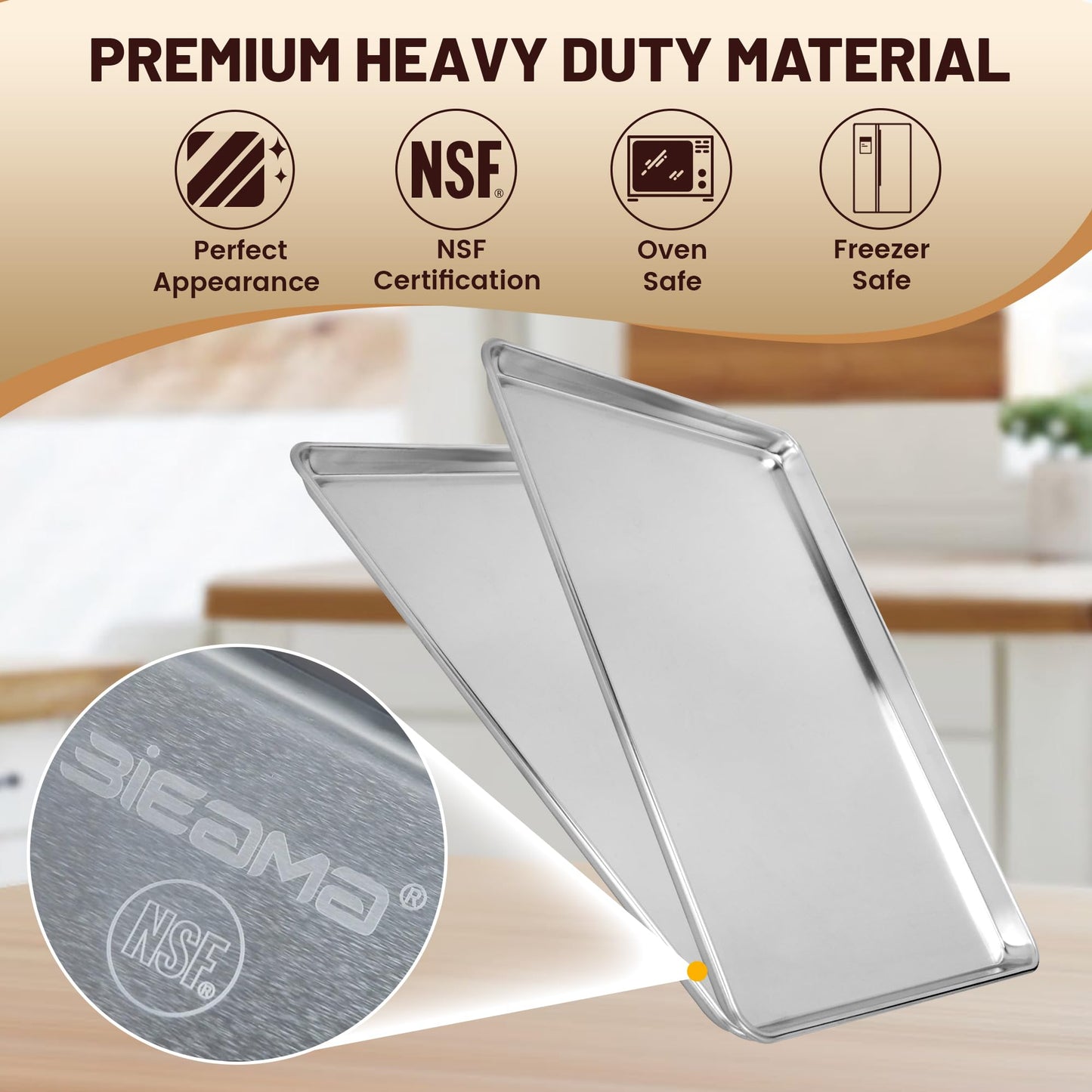 BIEAMA 12 Pack Full Size Baking Sheet Pan Aluminum Commercial Pan for Oven Freezer Bakery Hotel Restaurant 26" × 18"