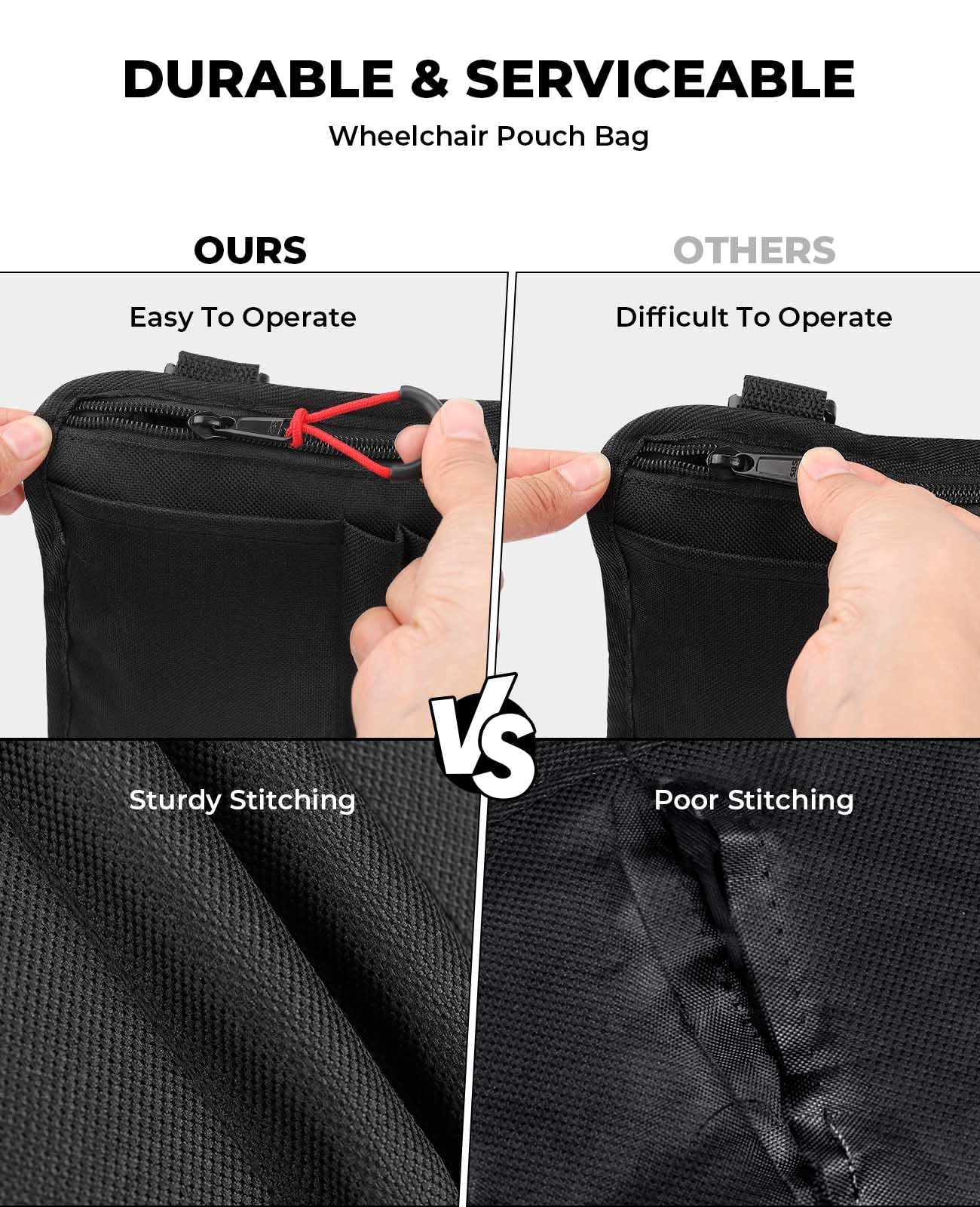 ZHCHG Wheelchair Side Bag with Cup Holder, Wheelchair Armrest Pouch Accessories for Walker, Rollator, Electric Scooter Wheelchairs, Ideal Gift for Mother's Day & Father's Day