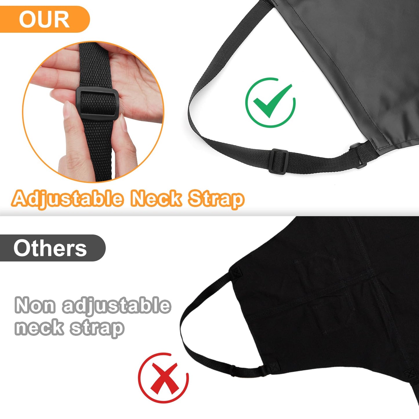 Gotega 4 Pack Waterproof Rubber PVC Apron Adjustable Dishwasher Apron-Women Men Heavy Duty Work Apron for Dishwashing Chemical Lab Butcher Grooming Black