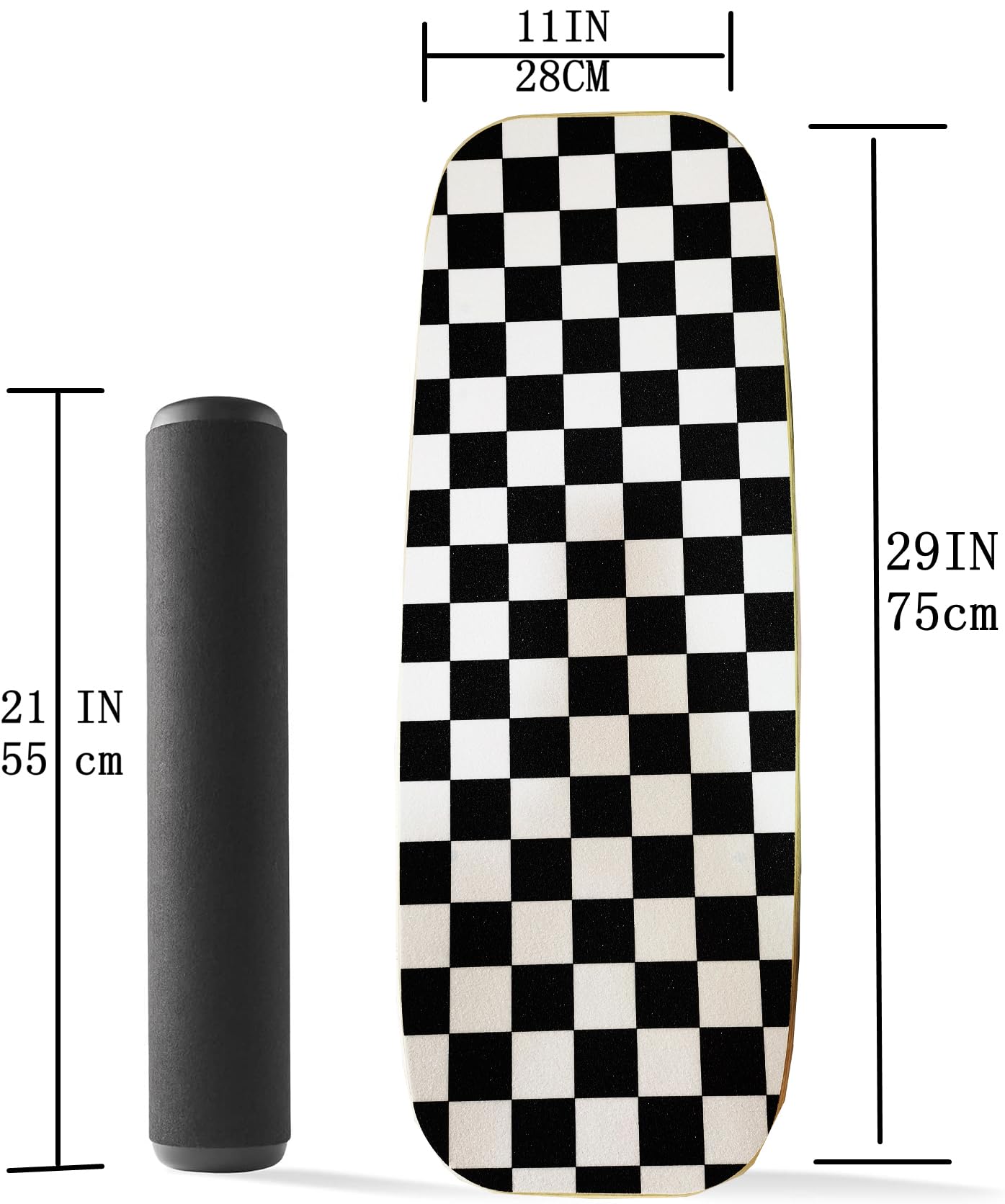 Balance Board Surf Trainer with Adjustable Stoppers - 2 Different Distance Options Balance Board for Surfing, Snowboarding, Skiing, Skateboarding, 300lbs Capacity (check)