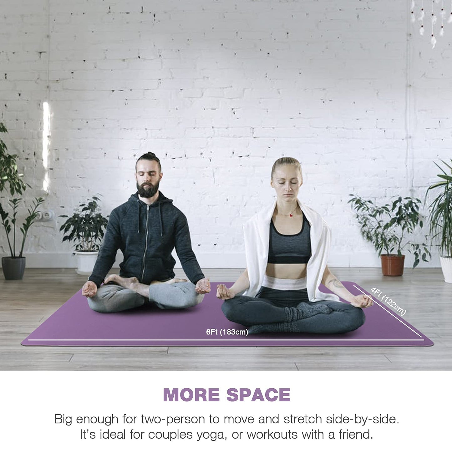 Large Yoga Mat for Men and Women - 6'x4'x6mm, Extra Wide TPE Fitness Mat for Home Gym Workout, Non-Slip, Perfect for Barefoot Exercise (Yoga, Pilates, Stretching, Meditation)