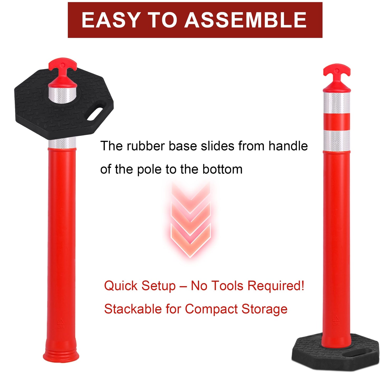 OrangeStar 42" Traffic Delineator Post Cones 6-Pack Orange Safety Cones with Heavy Duty Rubber Base for Construction, Road Work, Parking Lots, Warehouse and Events