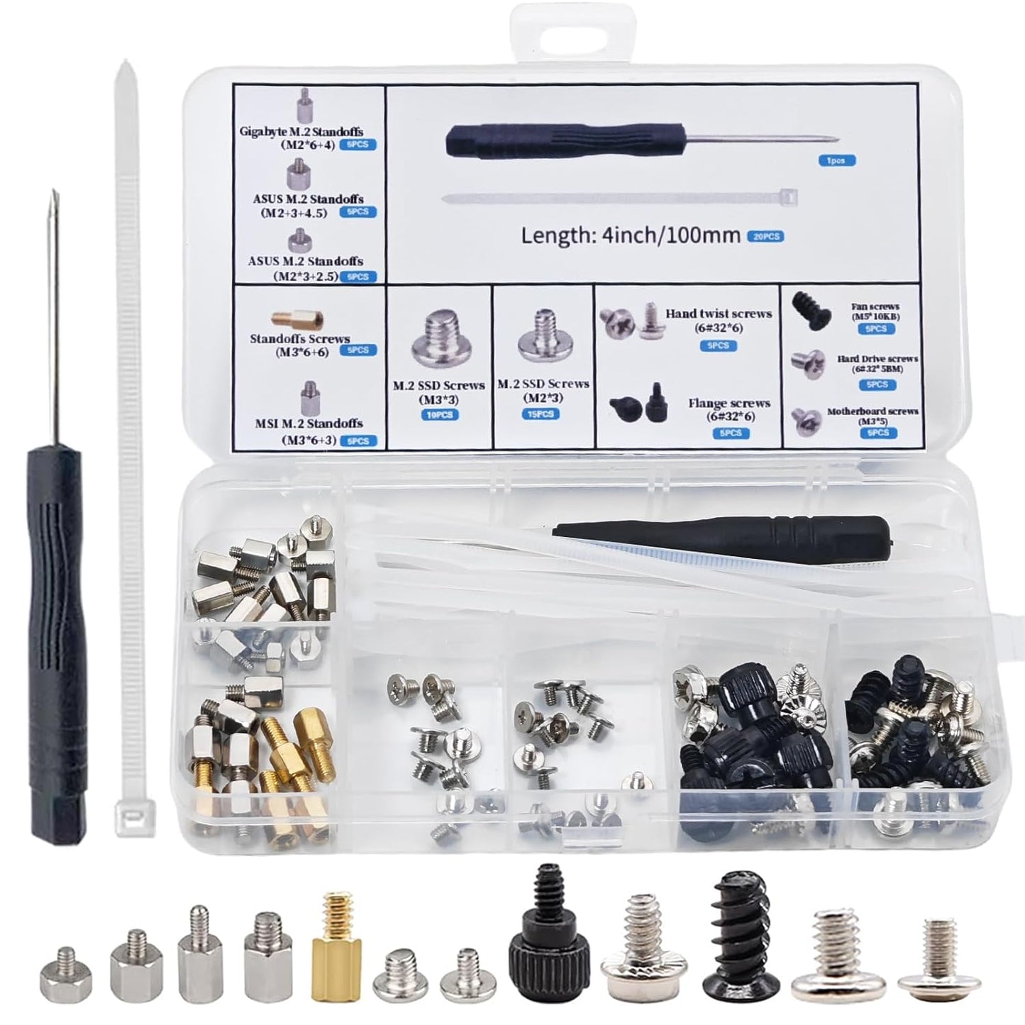 Trsewmi M.2 M.2 Screws, Motherboard Screw for Asus Gigabyte Asrock MSI Motherboards, Computer Screws for HDD, SSD, Fan