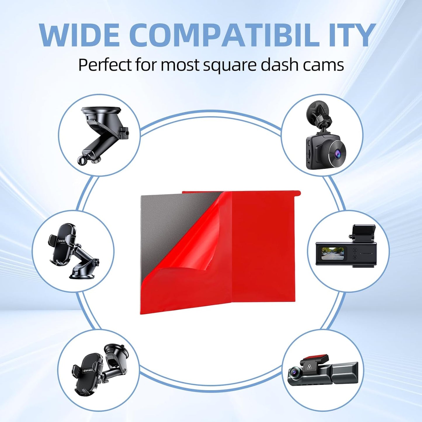 Suplogico 6Pcs 60% Heavy Duty Dash Cam Mounting Tape - Ultra Heat Resistant Double-Sided Adhesive Pads for Windshield