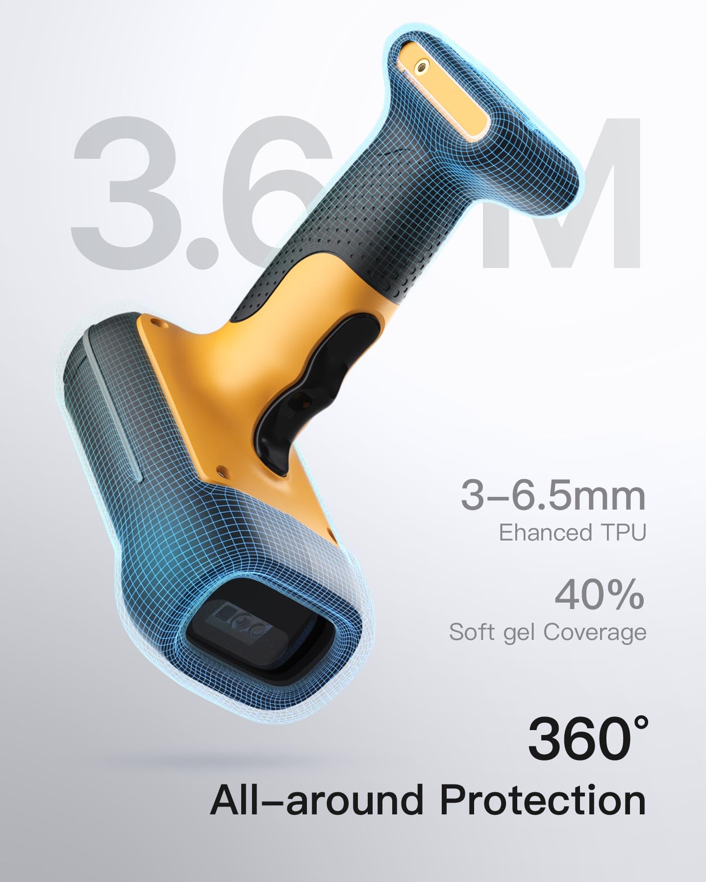 Inateck Industrial RFID Barcode Scanner Wireless, IP67 2D Bar Code Reader with Charging Cradle, Bluetooth/2.4G/USB Connection, 2600mAh Battery, APP SDK Support for Warehouse Inventory Management