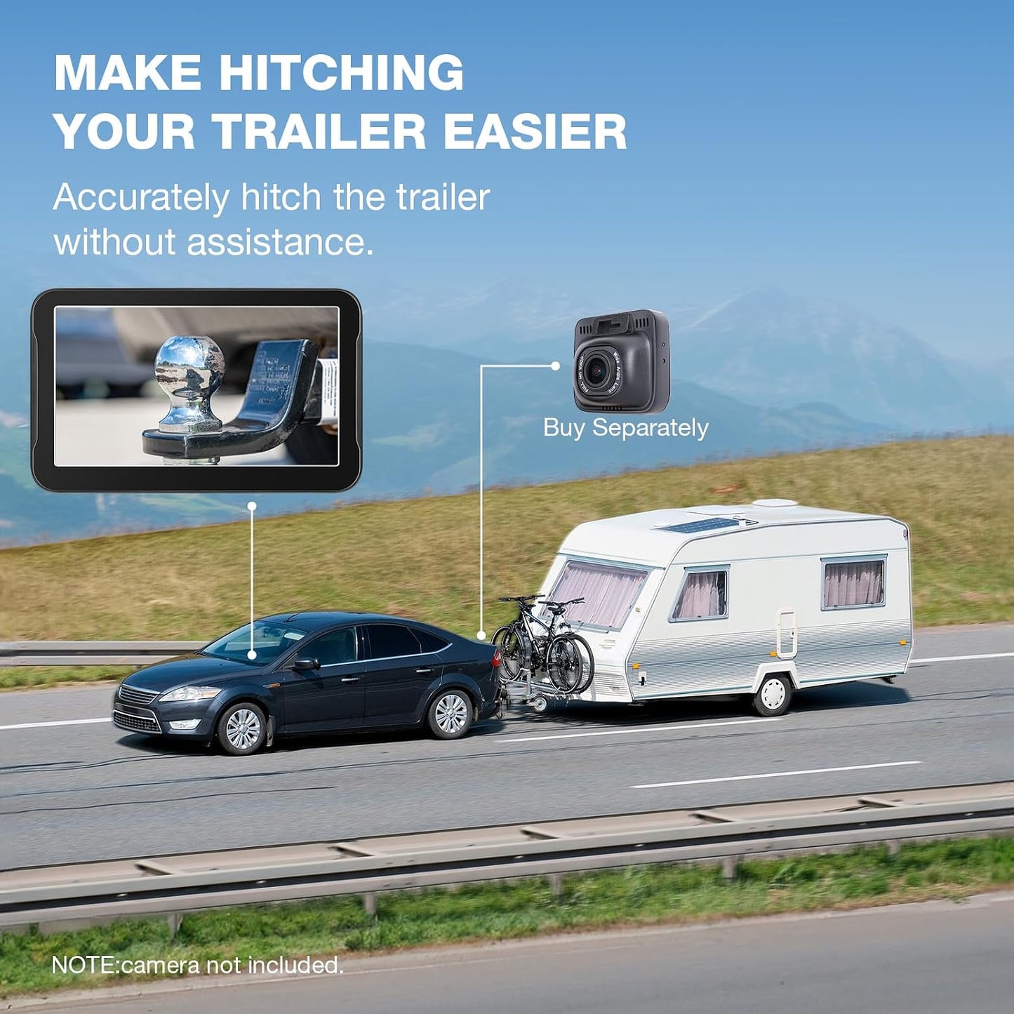Chuanganzhuo 7 Inch 12V/24V, (7 Inch) Backup Camera Monitor Only - HD Image Back up Camera Screen for Cars Trucks SUVs