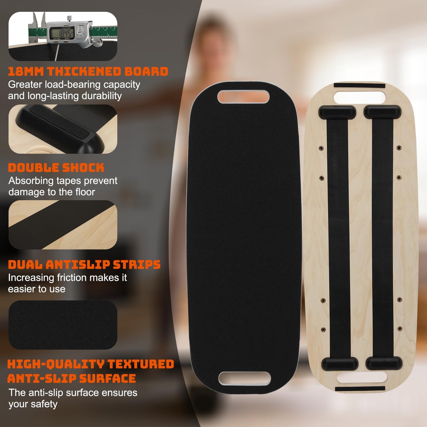 Balance Boards for Adults, Adjustable Surf Balance Board Trainer, Wooden Balance Board with Roller, Training Core&Balance Abilities Balance Board Trainer, Surf Trainer & Physical Therapy