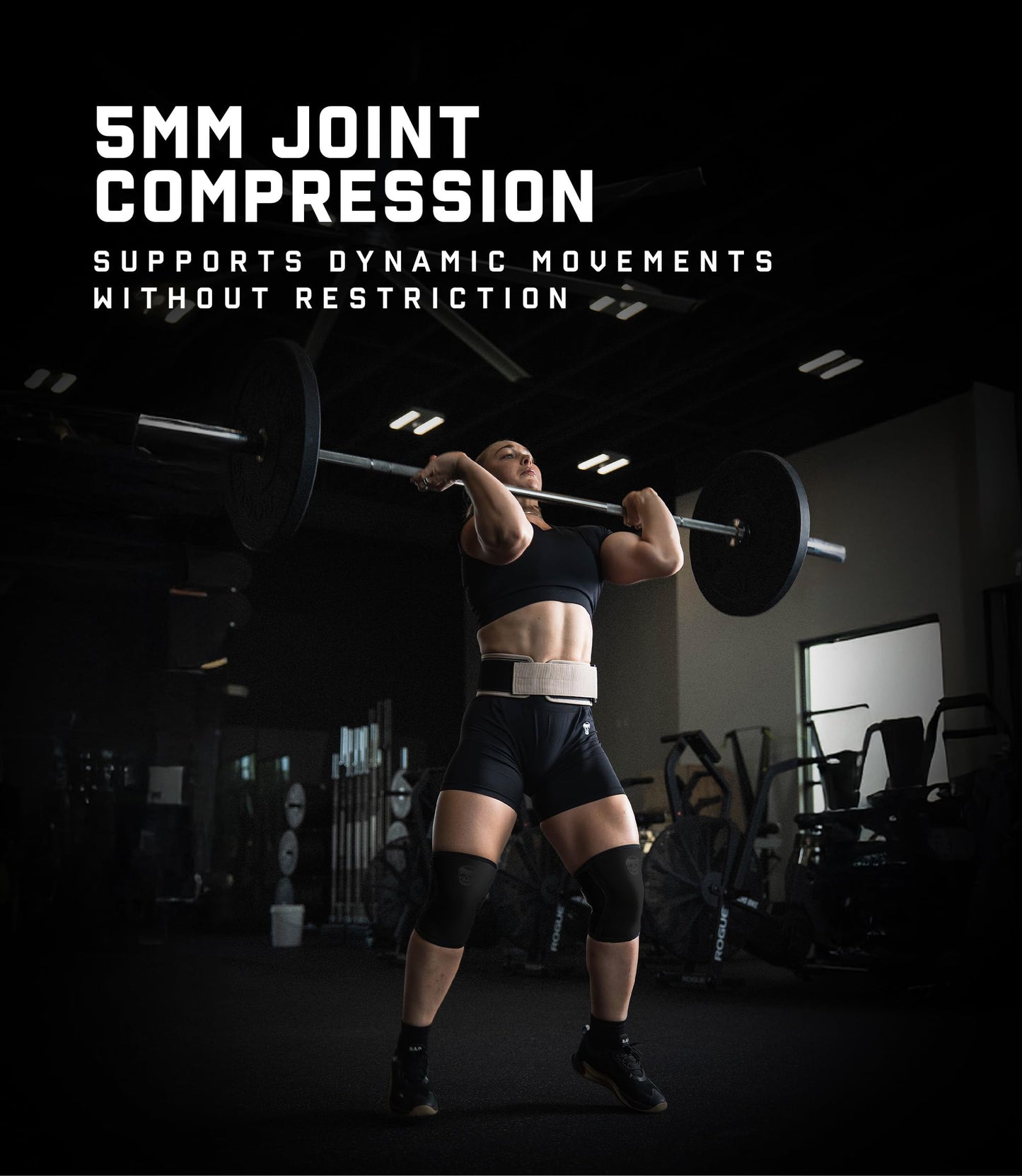 Gymreapers 5MM Knee Sleeves for Weightlifting, Squats, Powerlifting, and Functional Training – Compression Knee Support for Men & Women – Joint Protection & Recovery – Pair (Black/Black, Medium)