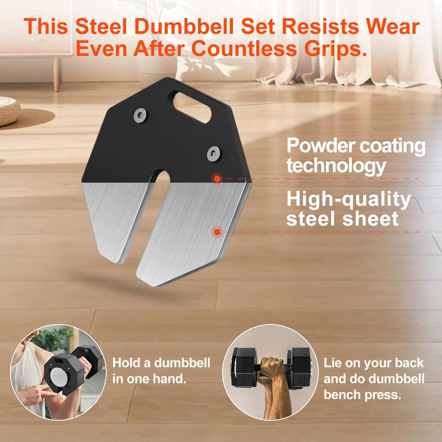 AOC PILATES Adjustable Dumbbell Sets 50lb Pairs Durable Steel Build, Free Weights Dumbbells Set with Anti-slip Handle, 5 lbs Increment, For Full Body Home Gym Workout