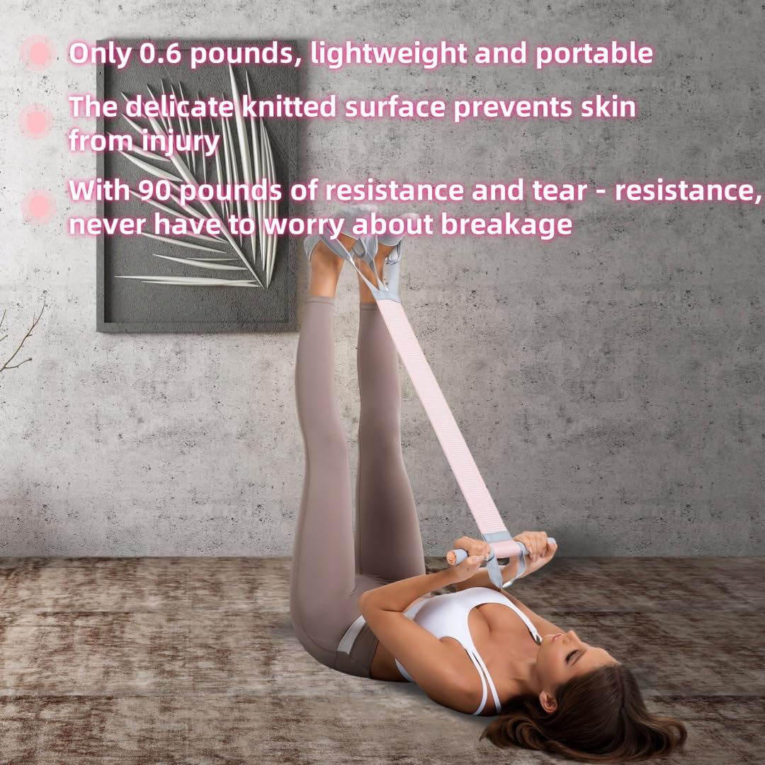 Multifunctional Tension Rope Sit-Up Assistance, Knitted Fitness Equipment for Abdominal/Waist/Arm/Leg Stretching & Weight Loss Training (Lavender)