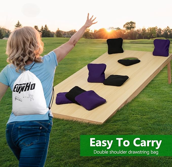 EunHo Cornhole Bags Set of 8 Regulation Size & Weight Corn Hole Bean Bags Official Professional All Weather for Tossing Game with Carry Case