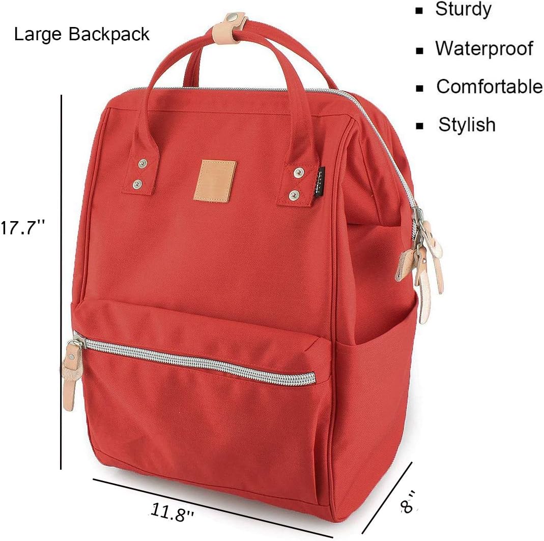 Backpack 17 Inch backpack (1882-Red&plus) Himawari Large Travel with Laptop Compartment Roomy Doctor Bag College
