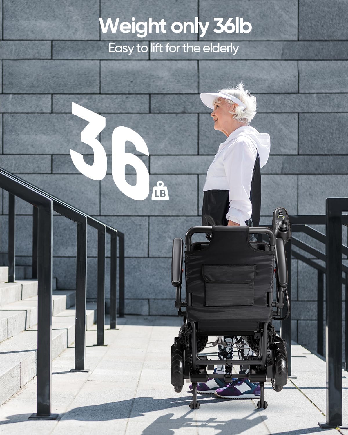 2026 Upgrade VERPAL 36lbs Lightweight Electric Wheelchair for Adults Seniors, Foldable Electric Wheelchair for Travel, Air Transport, 360W Power Wheelchair for All Terrain, Motorized Mobility Scooters